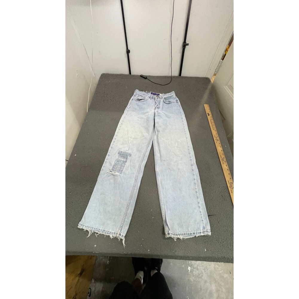 Levi's SilverTab Wide Leg Jeans Women 3/4 Light Wash Good Distressed Vintage 90s